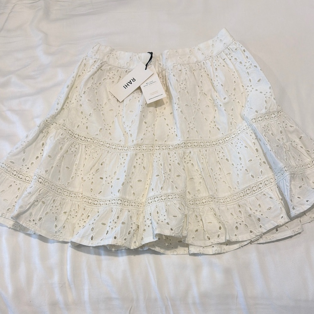 Elegant White Eyelet A-Line Skirt